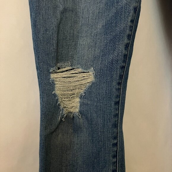 Madewell Womens Jeans 9” High Rise Skinny Distressed Raw Hem Size 26 Medium Wash - Picture 4 of 9